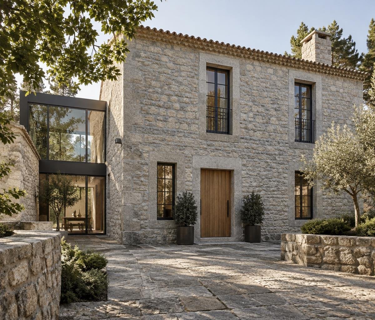 Inspiración de rehabilitación: vivienda de piedra y carpintería contemporánea